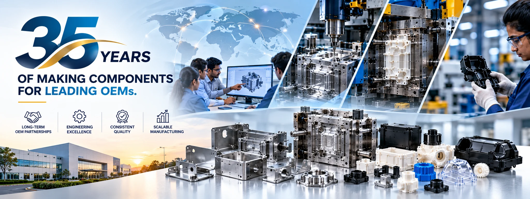 35 years of making components for leading OEMs: long-term OEM partnerships, engineering excellence, consistent quality and scalable manufacturing