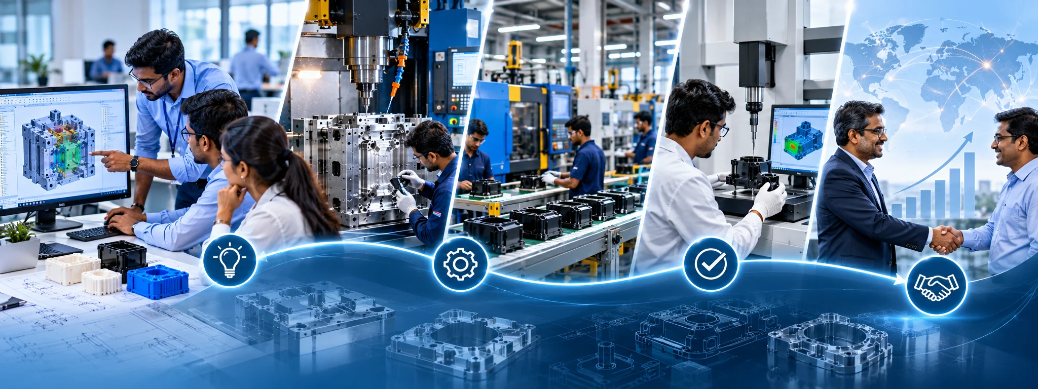 Our team: design and engineering, tool room, production, quality inspection and customer partnership